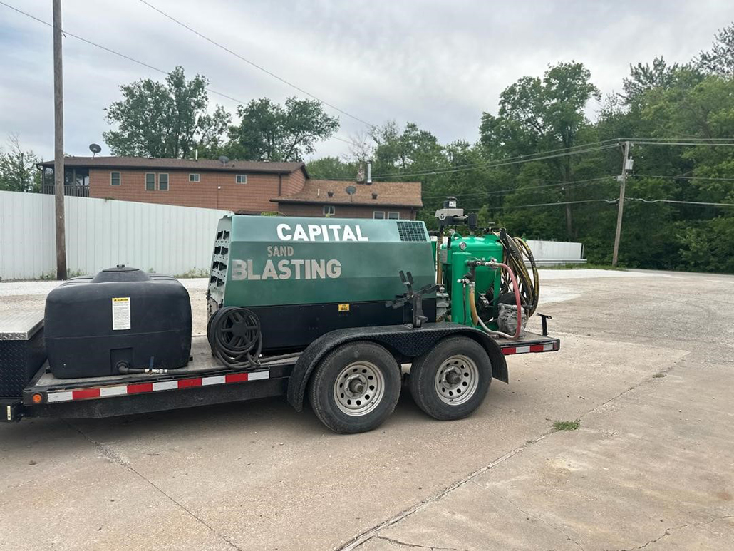 Trailer that has been sand blasted